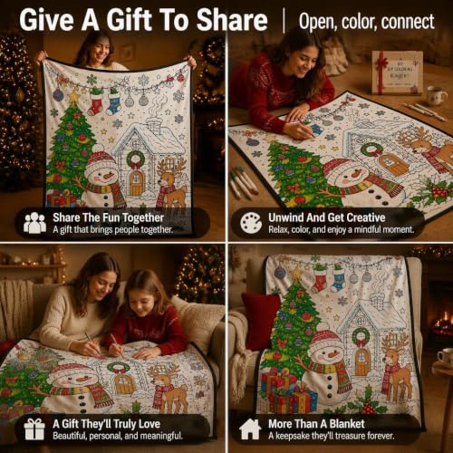 DIY Coloring Blanket Christmas Variation - Washable Sherpa Fleece with Markers
