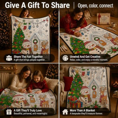 DIY Coloring Blanket Christmas Variation - Washable Sherpa Fleece with Markers