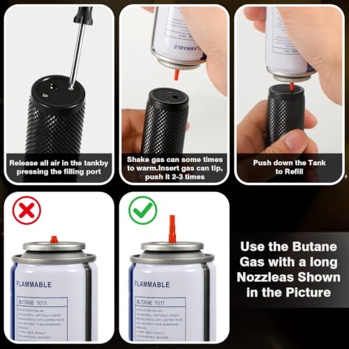Refillable Butane Torch Lighter with Large Nozzle & Windproof Flame