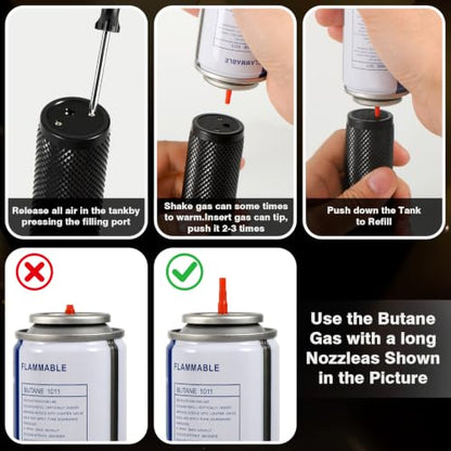 Refillable Butane Torch Lighter with Large Nozzle & Windproof Flame