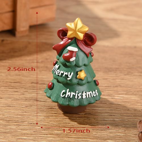 Cute Christmas Tree Figurines with Star - Festive Mini Tree Decor, Desk Ornament, White