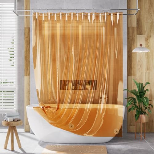 AmazerBath Long Shower Curtain Liner, 72x78 Plastic White Shower Curtain Liner, Cute Waterproof PEVA Shower Curtains, Lightweight Shower Curtains for Bathroom with Magnets and 12 Rustproof Grommets