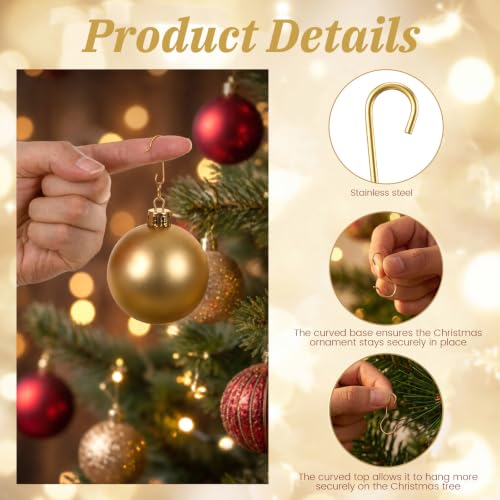 100Pcs Gold Holiday & Halloween Ornament Hooks for Christmas & Party Decor