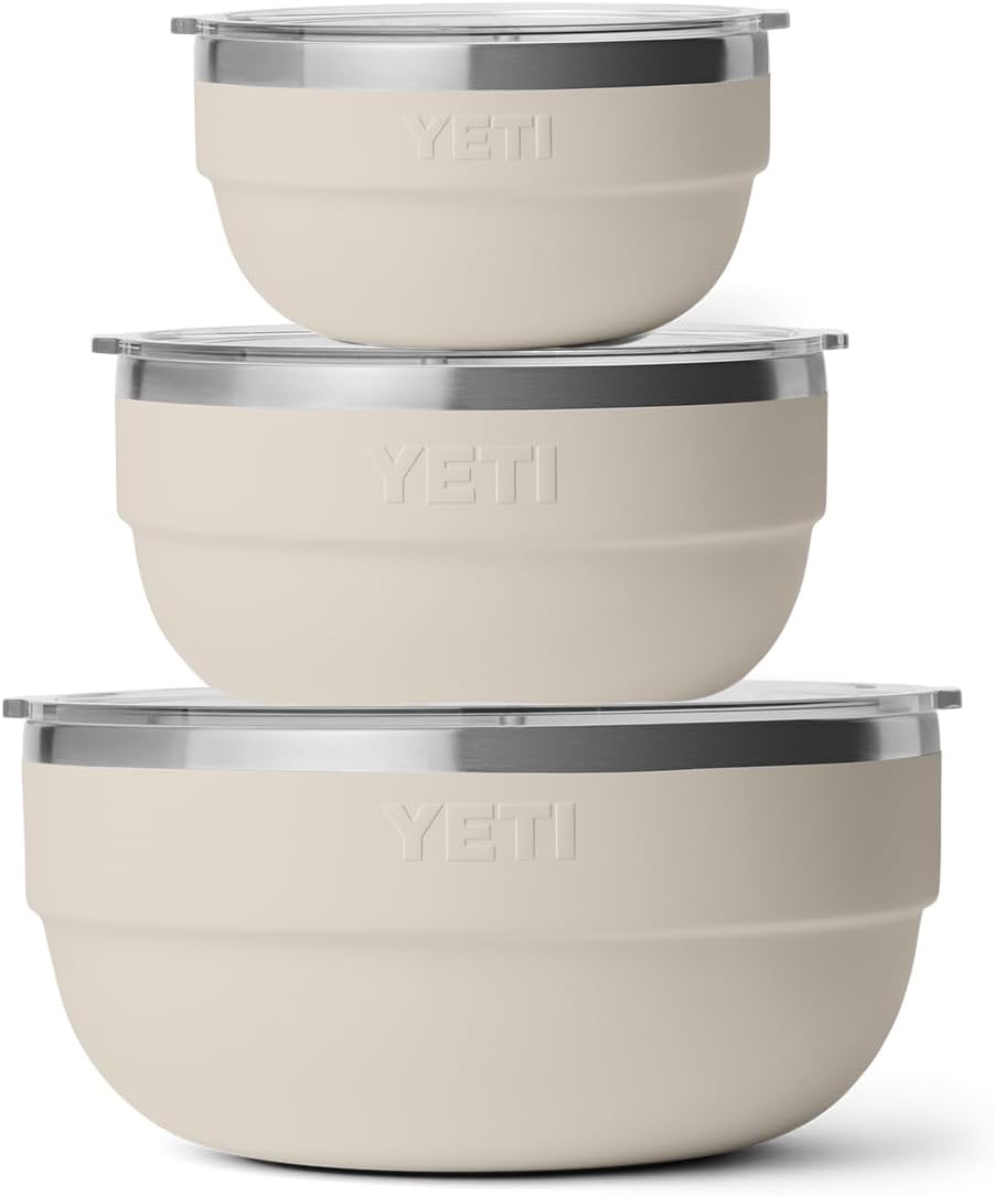YETI Nestable Standard Food Storage Bowl Set, (1) 1 QT, (1) 2 QT, and (1) 4.5 QT, Cape Taupe
