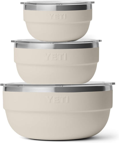 YETI Nestable Standard Food Storage Bowl Set, (1) 1 QT, (1) 2 QT, and (1) 4.5 QT, Cape Taupe
