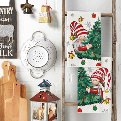 Gnome Christmas Kitchen Towels Set of 2 18x26 Inches - Holiday Decor