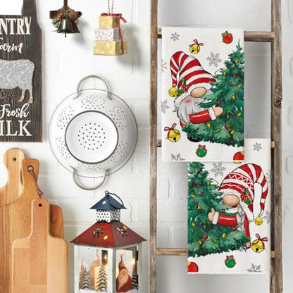Gnome Christmas Kitchen Towels Set of 2 18x26 Inches - Holiday Decor