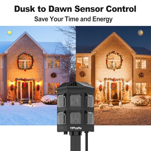 Tiffcofio Outdoor Power Stake Timer 6FT Extension Cord Waterproof Remote Control