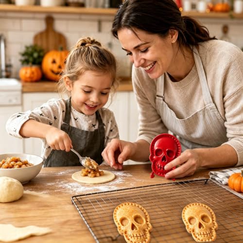 Halloween Mini Hand Pie Mold Set with Skull Shape for Baking - Reusable Food-Grade Molds