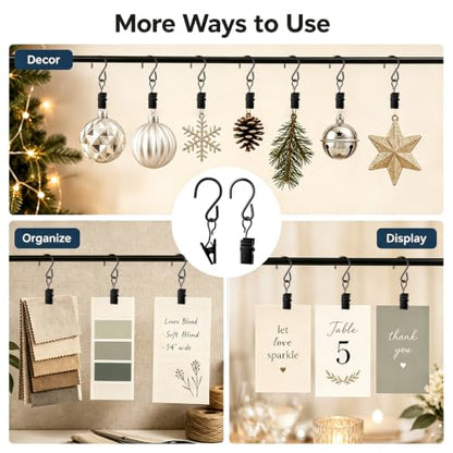 50 Pack Metal Curtain Clips with Hooks for Hanging & Organization