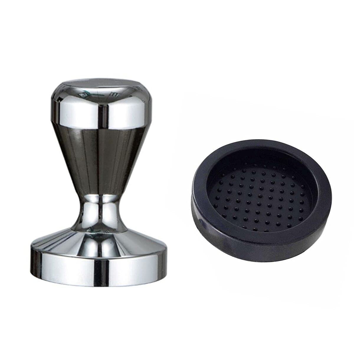 Coffee Tamper, Espresso Coffee Press 49mm Tamper Coffee with Silicone Tamper Mat