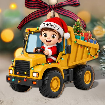 Dump Truck Christmas Ornament - Kids Construction Toy for Tree Decoration - Variation of THIS listing