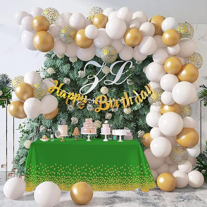 Disposable Green Gold Plastic Tablecloth 54 x 108 Inch - Pack of 6 - Rectangular Party Cover