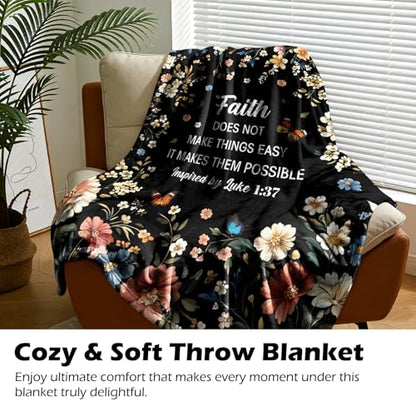 Faith Throw Blanket for Women 60x50 Inches Christian Religious Gift for Women - Inspirational Home Decor
