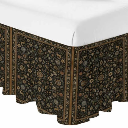 Queen Size Bed Skirt with Elastic Drop 16 Inch - Black/Bronze/Gold