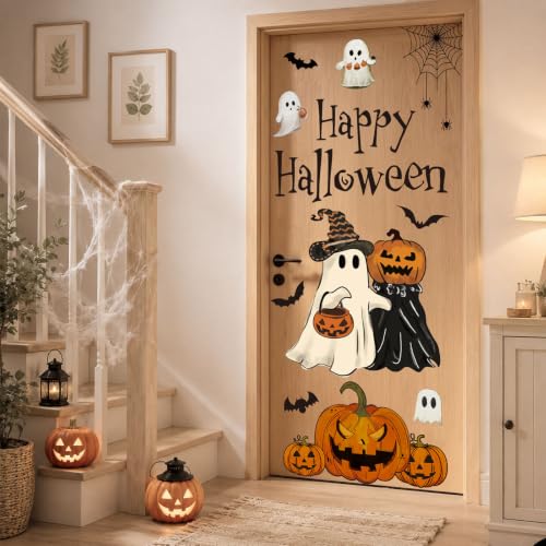 Halloween Door Stickers Ghost Pumpkin Set 2 Sheets Decorative Decor