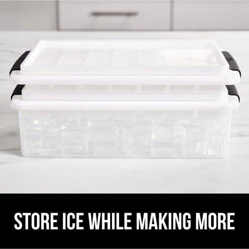 GORILLA GRIP Ice Cube Tray - BPA-Free, Easy Release, 56 Cubes, 2 Stackable Trays with Lid & Scooper | Black