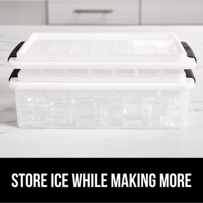 GORILLA GRIP Ice Cube Tray - BPA-Free, Easy Release, 56 Cubes, 2 Stackable Trays with Lid & Scooper | Black