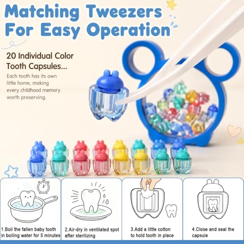 Baby Tooth Fairy Storage Box with Capsules & Keepsake Jar - Cute Baby Teeth Keepsake