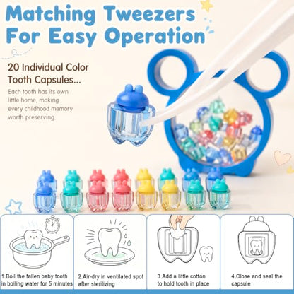 Baby Tooth Fairy Storage Box with Capsules & Keepsake Jar - Cute Baby Teeth Keepsake
