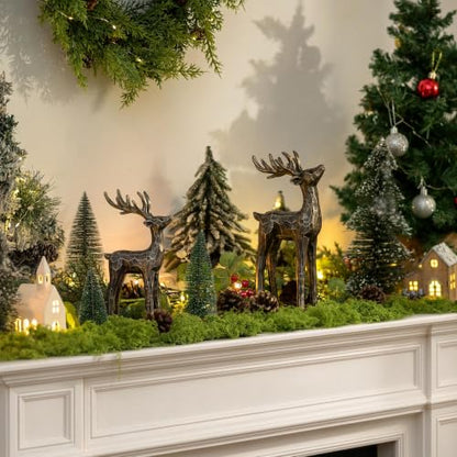 Set of 2 Reindeer Christmas Decorations Indoor Table Centerpieces