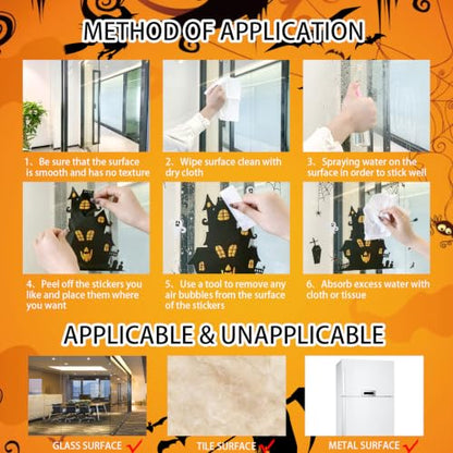Halloween Window Clings Black Cat Pumpkin Window Stickers - 33 Sheets, Variation Halloween04