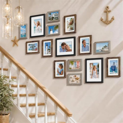 Pallene 15 Pack Multi-Color Collage Picture Frames Wall Decor - Black, Brown, Dark Grey