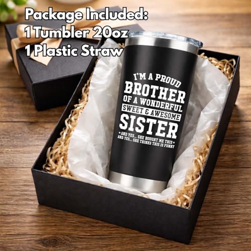Proud Brother Tumbler 20oz - Sister Gift, Father's Day, Christmas Gift