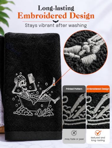 Halloween Skeleton Hand Towels 2 Pack - Spooky Bathroom & Kitchen Decor