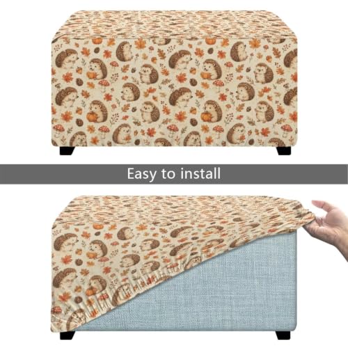 Autumn Maple Hedgehog Ottoman Cover - Stretch Rectangular Slipcover for 30''-33'' Ottoman Footstools