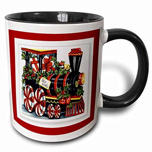 Christmas Train Mug 11oz Two-Tone Black Coffee Cup - White Variant