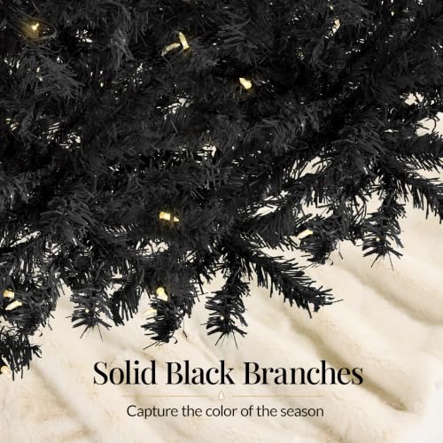 Black 6ft Artificial Christmas Tree Pre-Lit Twinkling Lights Holiday Decor