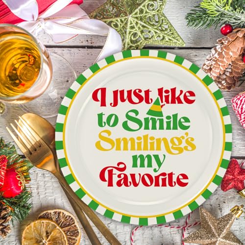 Christmas Paper Plates 60 Pack - 9 Inch Festive Holiday Dinnerware with Elf Design