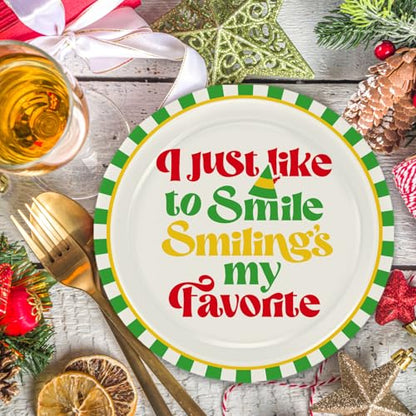 Christmas Paper Plates 60 Pack - 9 Inch Festive Holiday Dinnerware with Elf Design