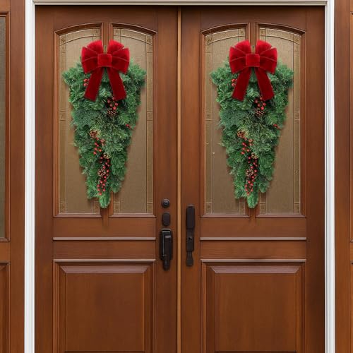 Classic 36-Inch Artificial Pine Christmas Teardrop Swag Set, 2 Pack