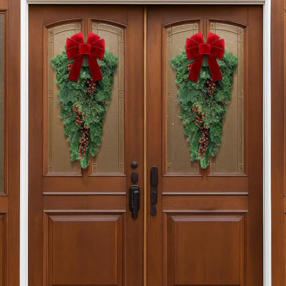 Classic 36-Inch Artificial Pine Christmas Teardrop Swag Set, 2 Pack