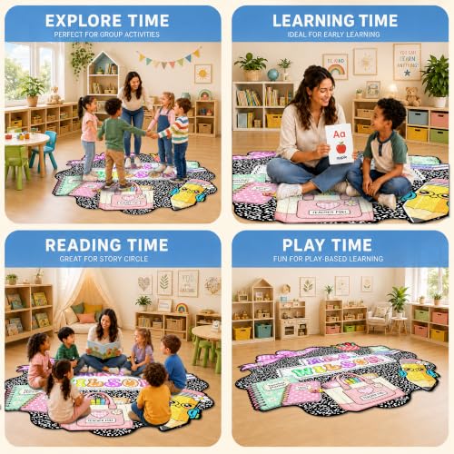 Personalized Classroom Shaped Rug for Kids with Name - Composition Notebook Design