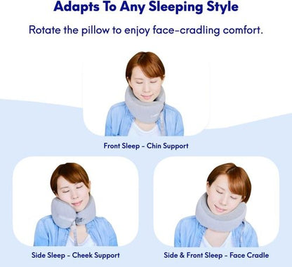 C CUSHION LAB Travel Pillow - Award-Winning Ergonomic Memory Foam for Neck & Chin Support | Compact Gray Design