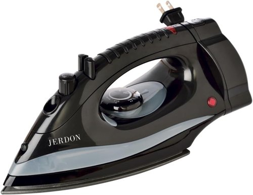Jerdon Hotel Iron - Mid-Size Black Clothing Iron with 7-Foot Retractable Cord & Dual Auto Shut-Off - 1200 Watts