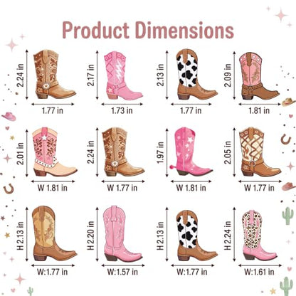 48Pcs Cowboy Boot Cupcake Toppers Western Party Decorations