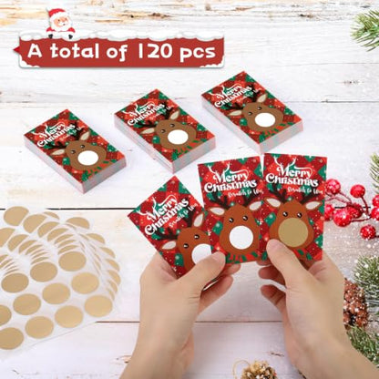 Christmas Reindeer Scratch Off Cards - Merry Christmas & Scratch to Win - 120PCS - Elk Style