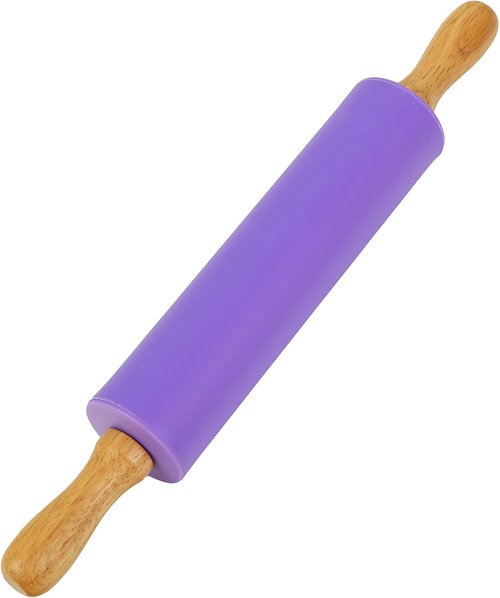 Koogel Rolling Pin - 12 Inch Non-Stick Silicone Surface with Wooden Handle | Perfect for Baking Pies, Pastries & Cookies