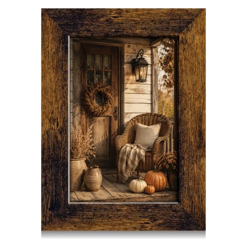 Antique Brown 4x6 Picture Frame - Rustic Vintage Photo Frame with Real Glass
