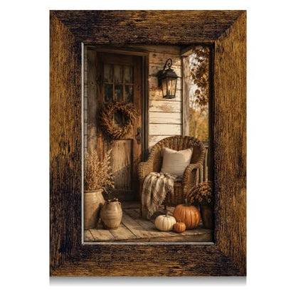Antique Brown 4x6 Picture Frame - Rustic Vintage Photo Frame with Real Glass