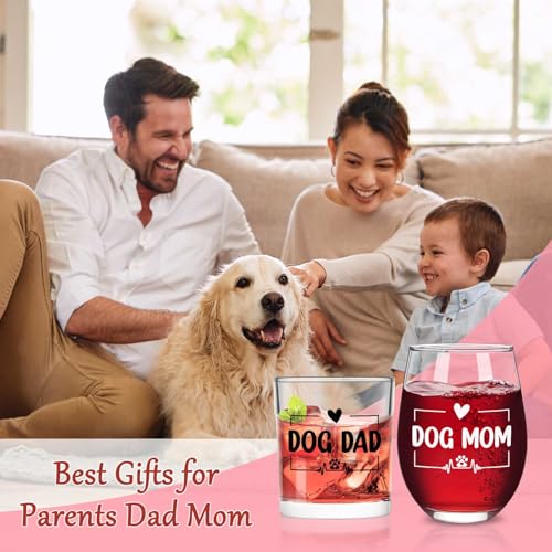 Dog Mom Wine Glass & Dog Dad Whiskey Glass Set - 17oz & 10oz Variation of THIS listing
