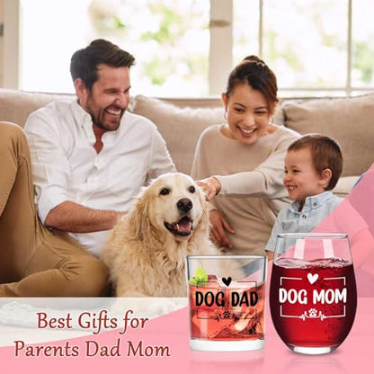 Dog Mom Wine Glass & Dog Dad Whiskey Glass Set - 17oz & 10oz Variation of THIS listing