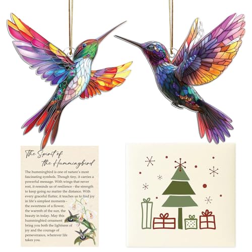 Hummingbird Christmas Ornament with Meaning Card - Inspirational Bird Decor for Women, Mom, Grandma, Bird Lovers, Holiday Tree Hanging Decoration - Variation: Hummingbird