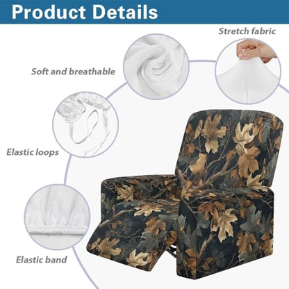 Washable Recliner Chair Cover Camo Leaves - Stretch & Pet-Friendly
