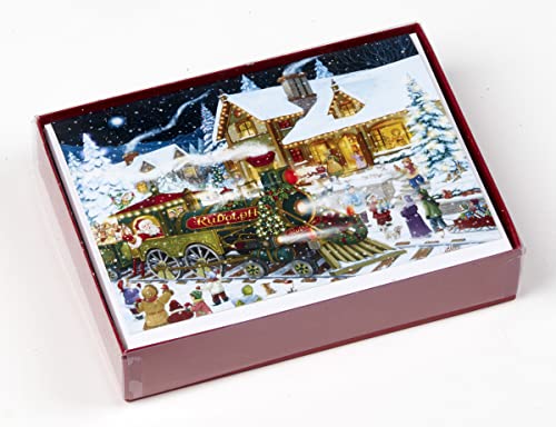 Christmas Card Set of 15 with Gold Foil Envelopes - Holiday Greeting Cards