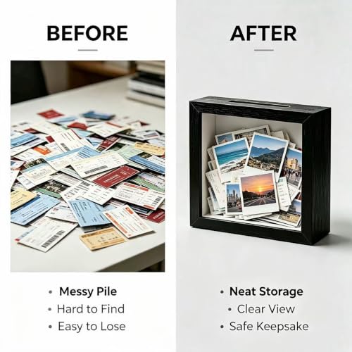 Square Shadow Box Display Frame with Slot - 5x5 Black